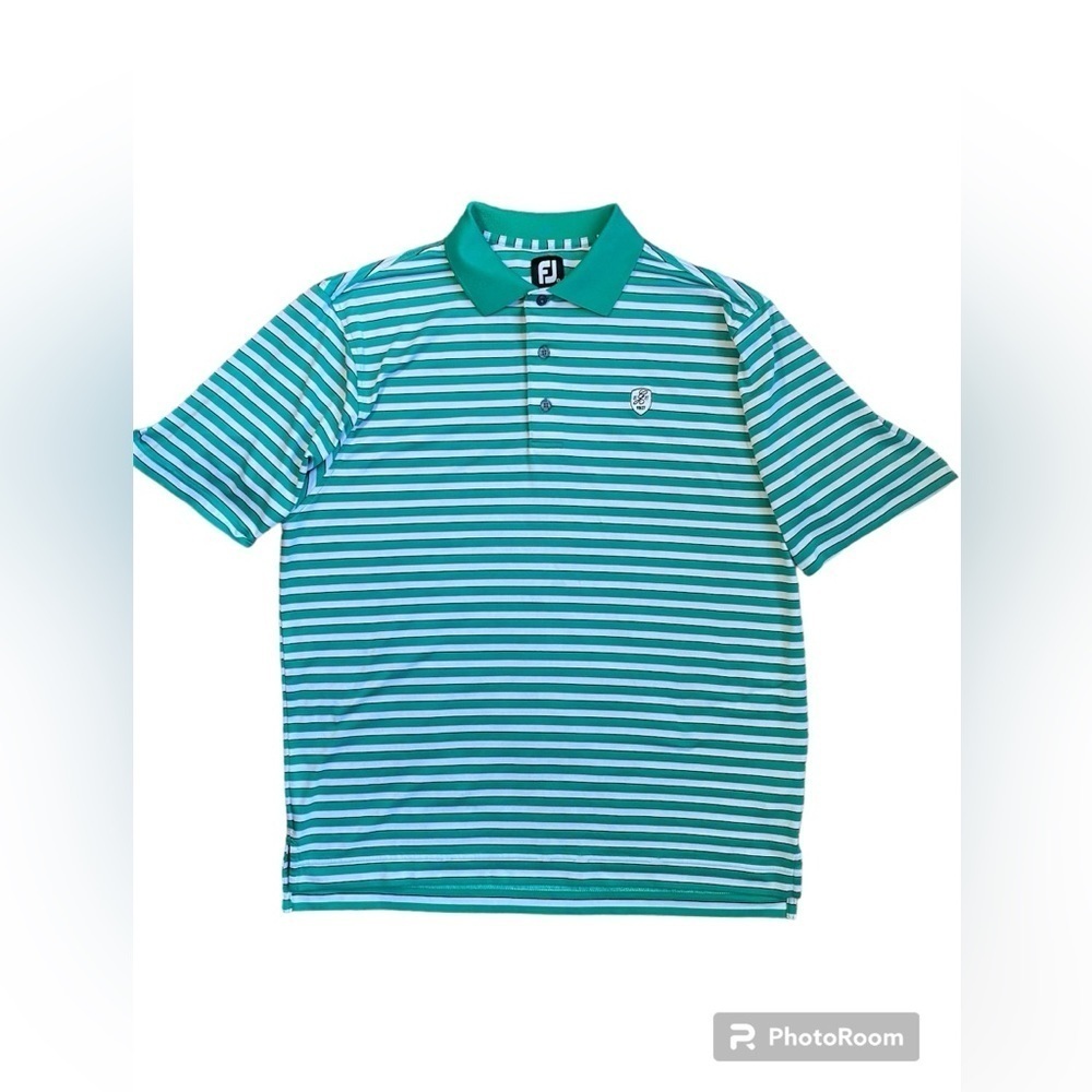 FootJoy Golf Club Striped Golf Polo Men’s Shirt, Size L, Casual​​​​​